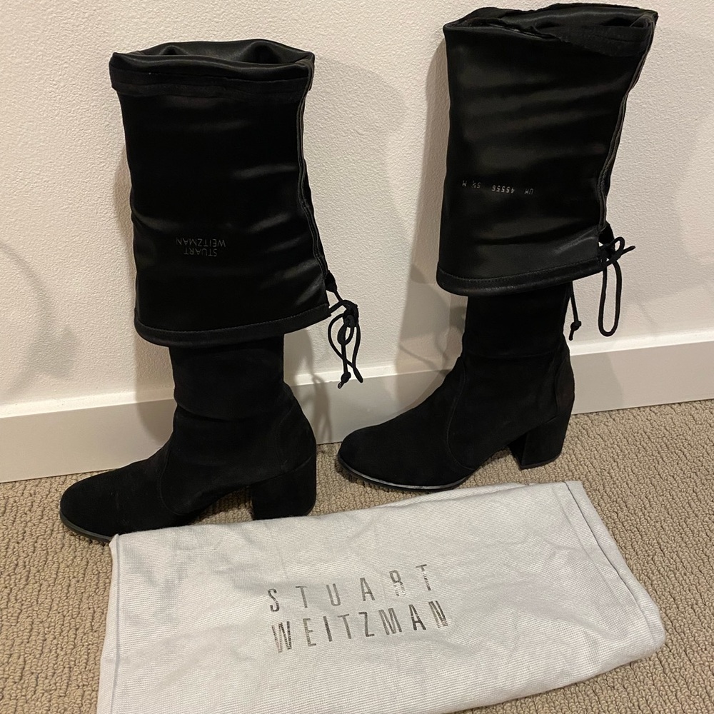 Stuart Weitzman Tieland black suede boots 5.5